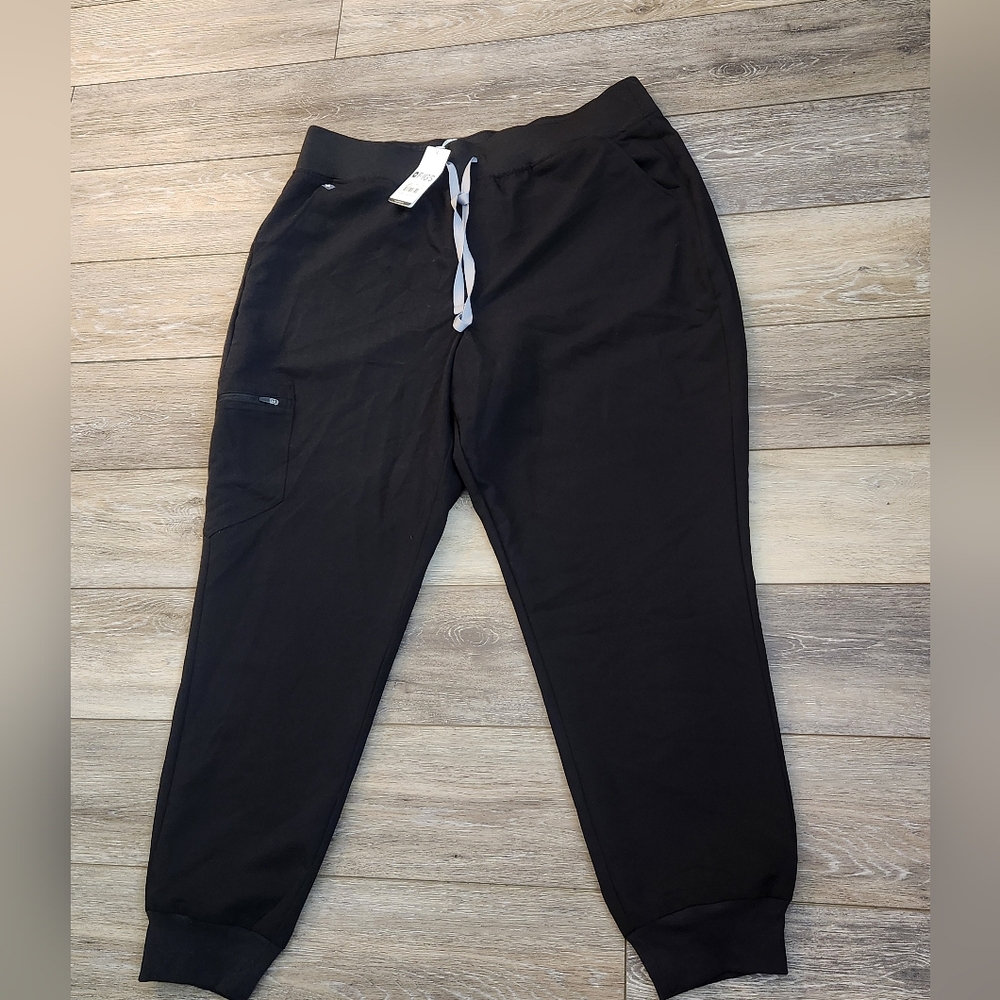 Figs Black Woman's High Waisted Jogger Scrub Pants Size 2XL NWT